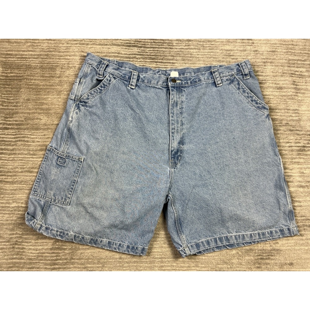 Real Work Wear Jean Shorts‎ Mens 48 Blue Denim Cargo Carpenter Cotton